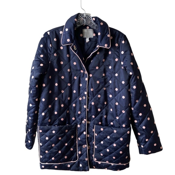 ASOS Women's Waterproof Navy Polka Dot Lightweight Puffer Jacket Size 2 - Picture 3 of 8